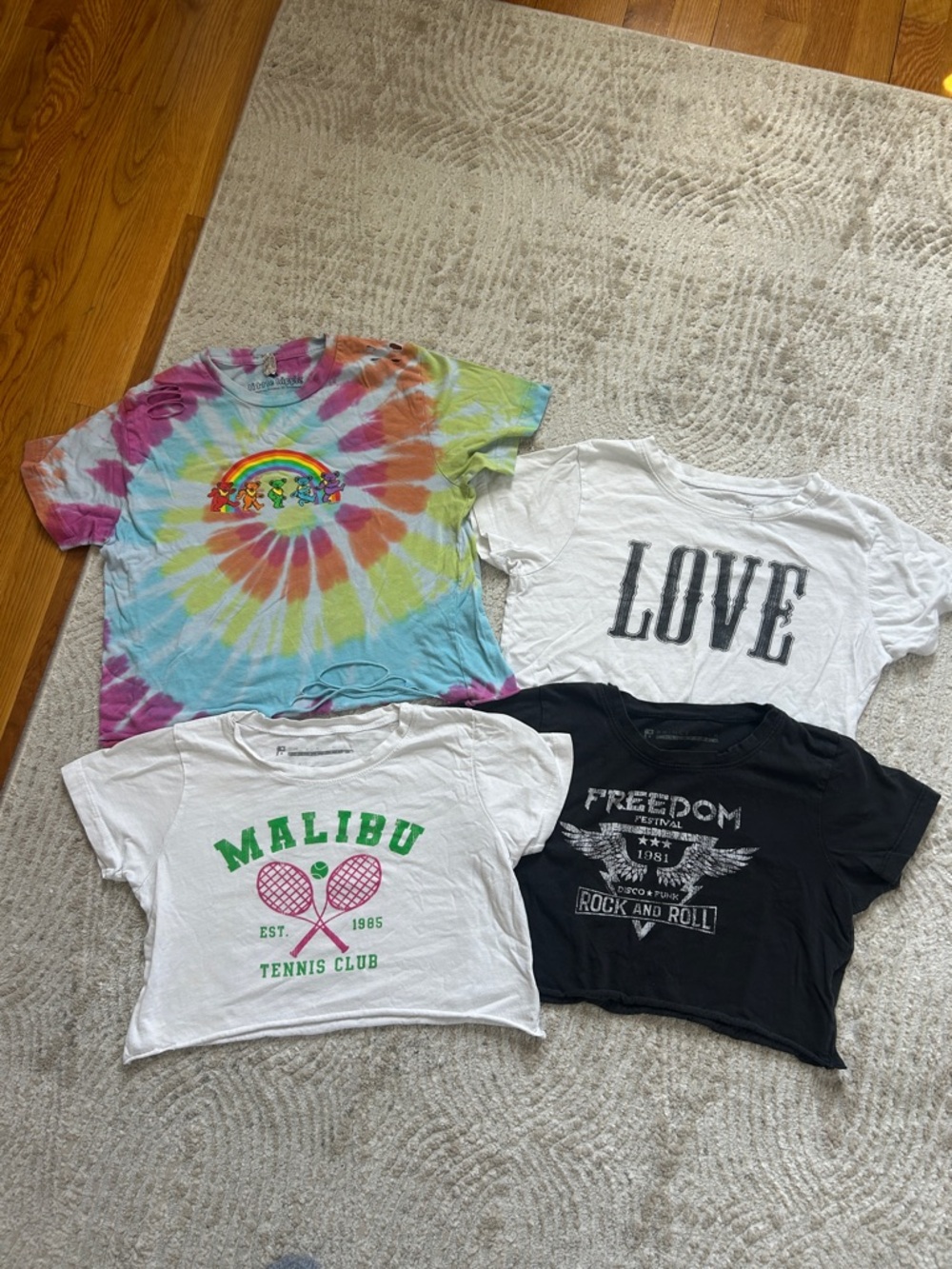 Malibu White & Green Tennis Club Graphic Crop Tee. Prince Peter Collection.  XL